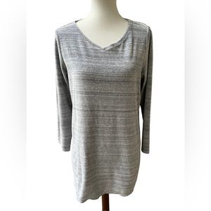 J. Jill Pure Jill Grey Striped Velvet Fleece Tunic Top Women’s Medium Pockets